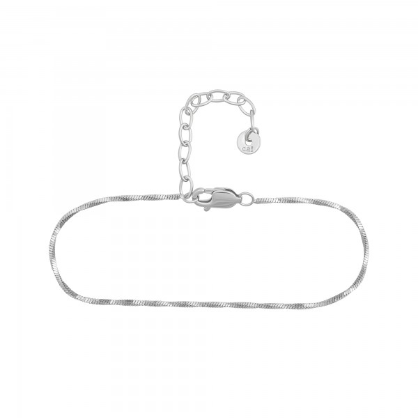 cai Fußkette 925/- Sterling Silber rhodiniert Schlangenkette vierseitig diamantiert gedreht