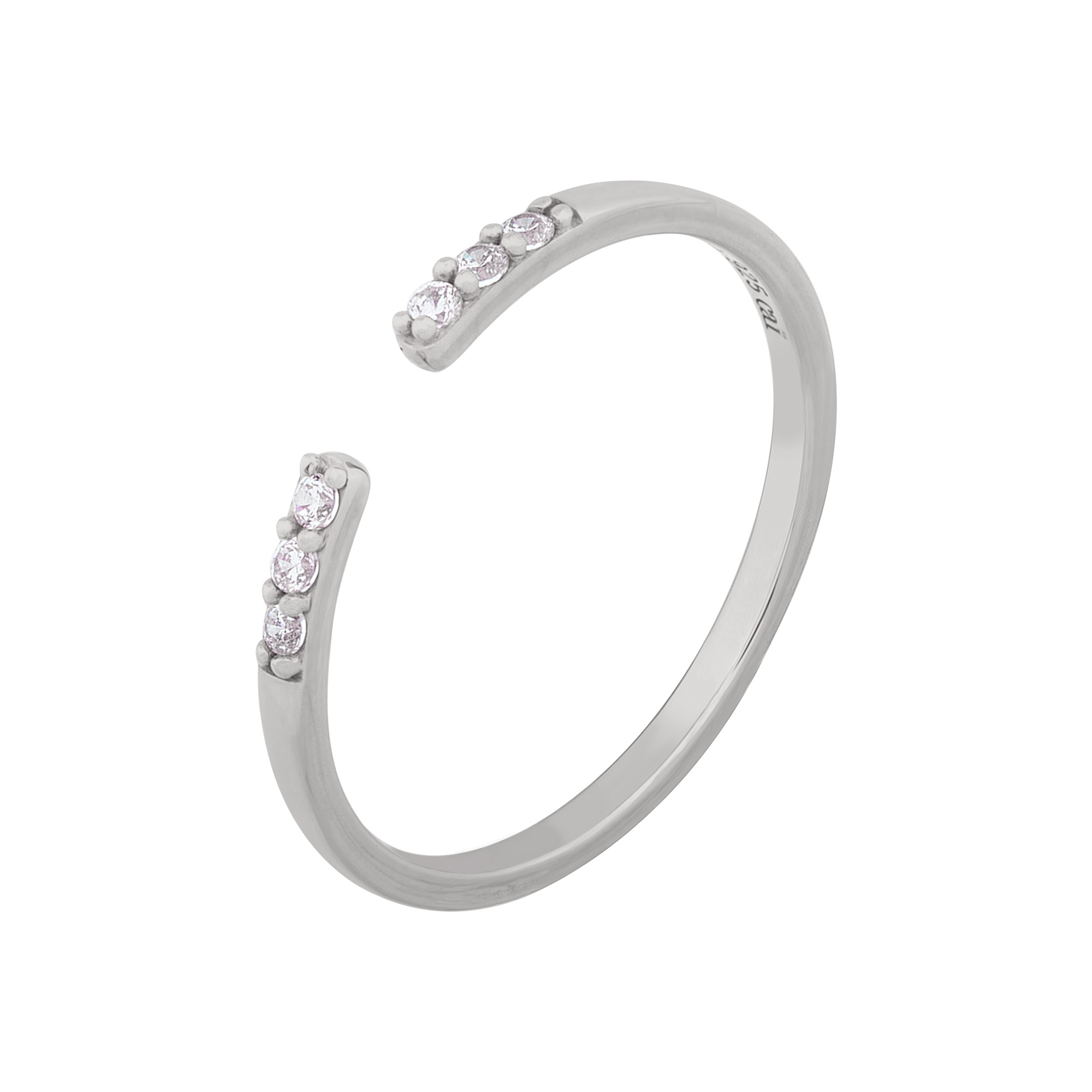cai Ring 925/- Sterling Silber rhodiniert offen Zirkonia Stacking