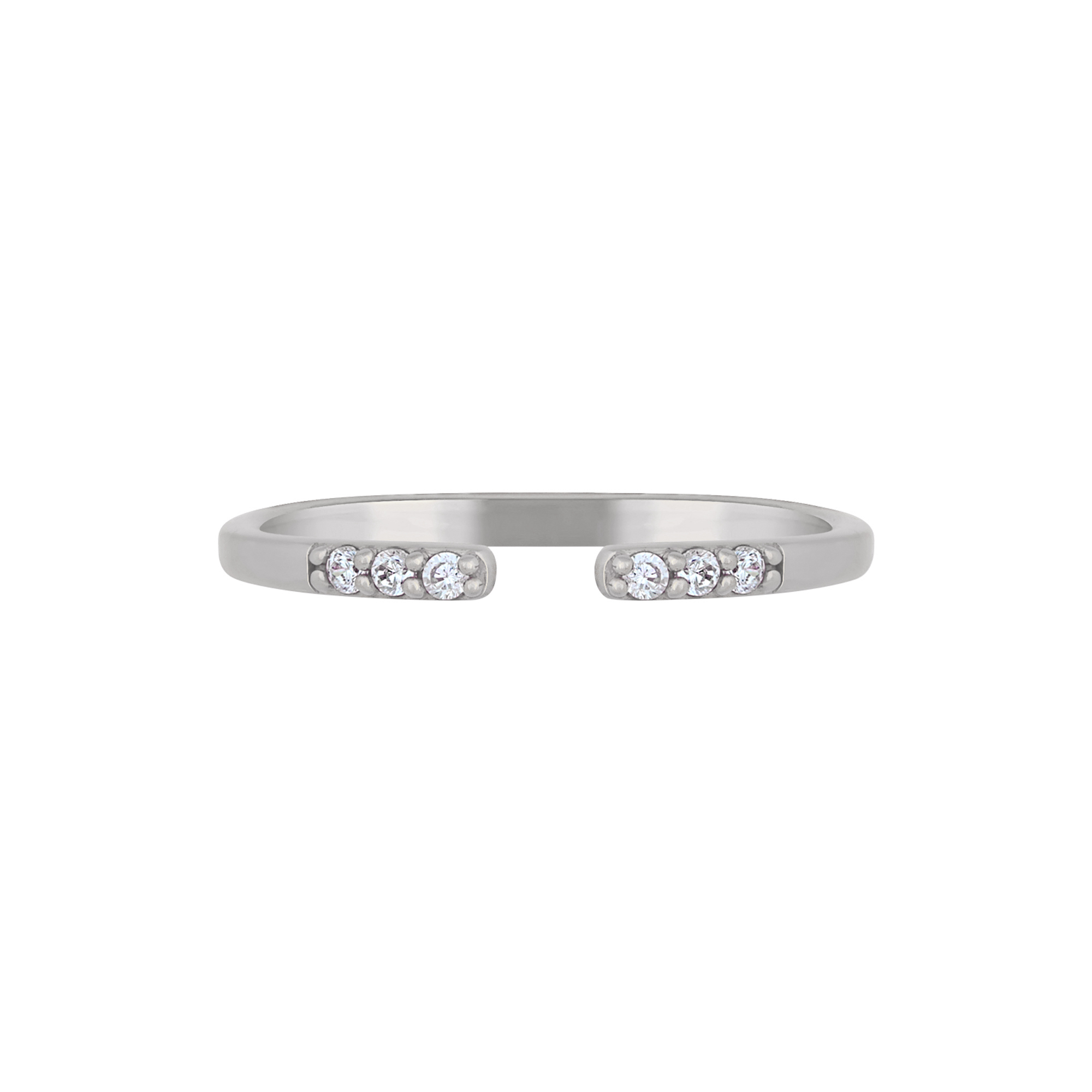 rhodiniert 925/- Stacking Ring offen Zirkonia Silber cai Sterling
