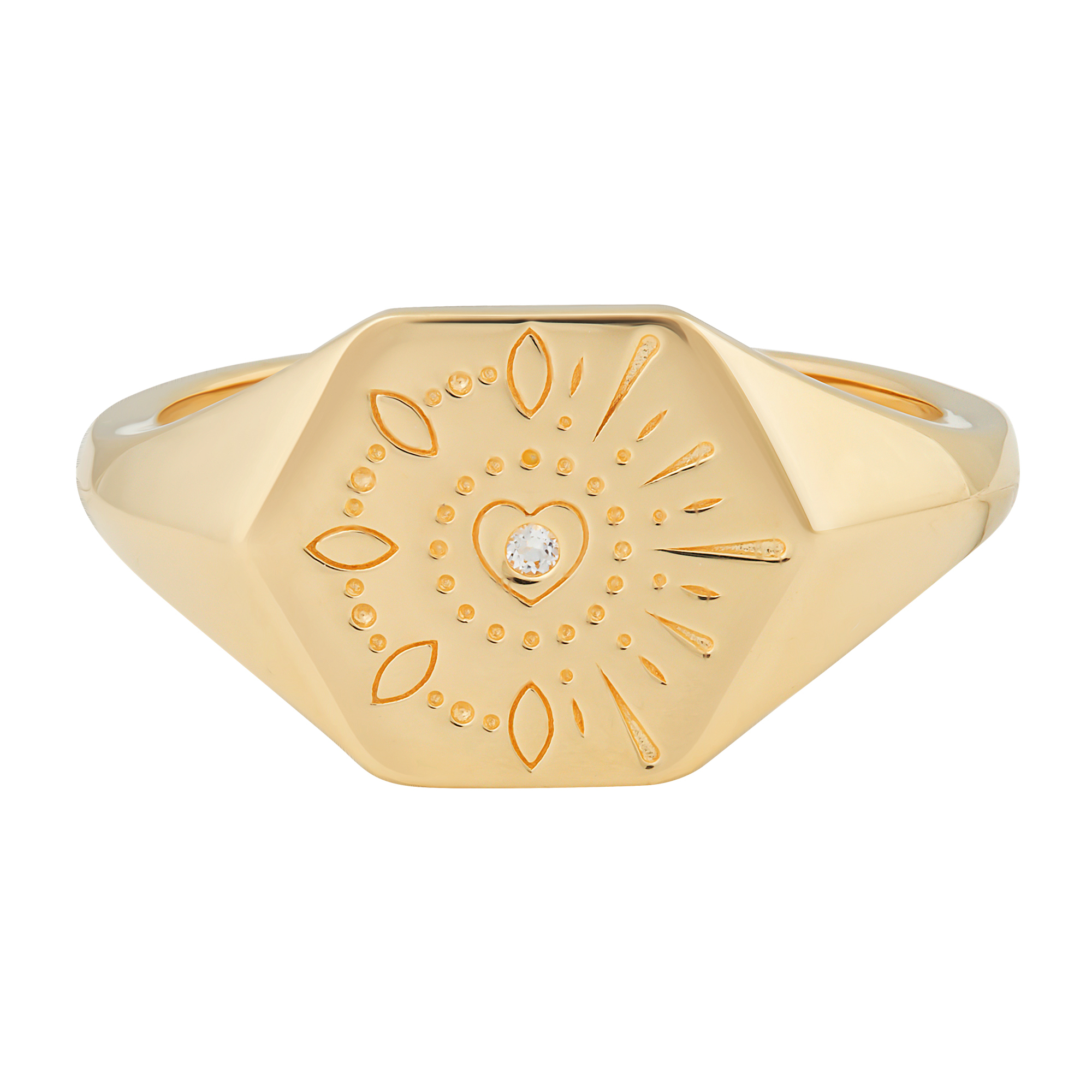 cai Ring 925 Silber vergoldet Siegelring Hexagon Tattoo | Ringe | Women |  caï jewels