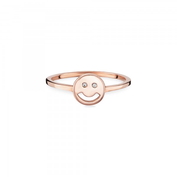 cai Ring 925/- Sterling Silber rotvergoldet Zirkonia Emoji