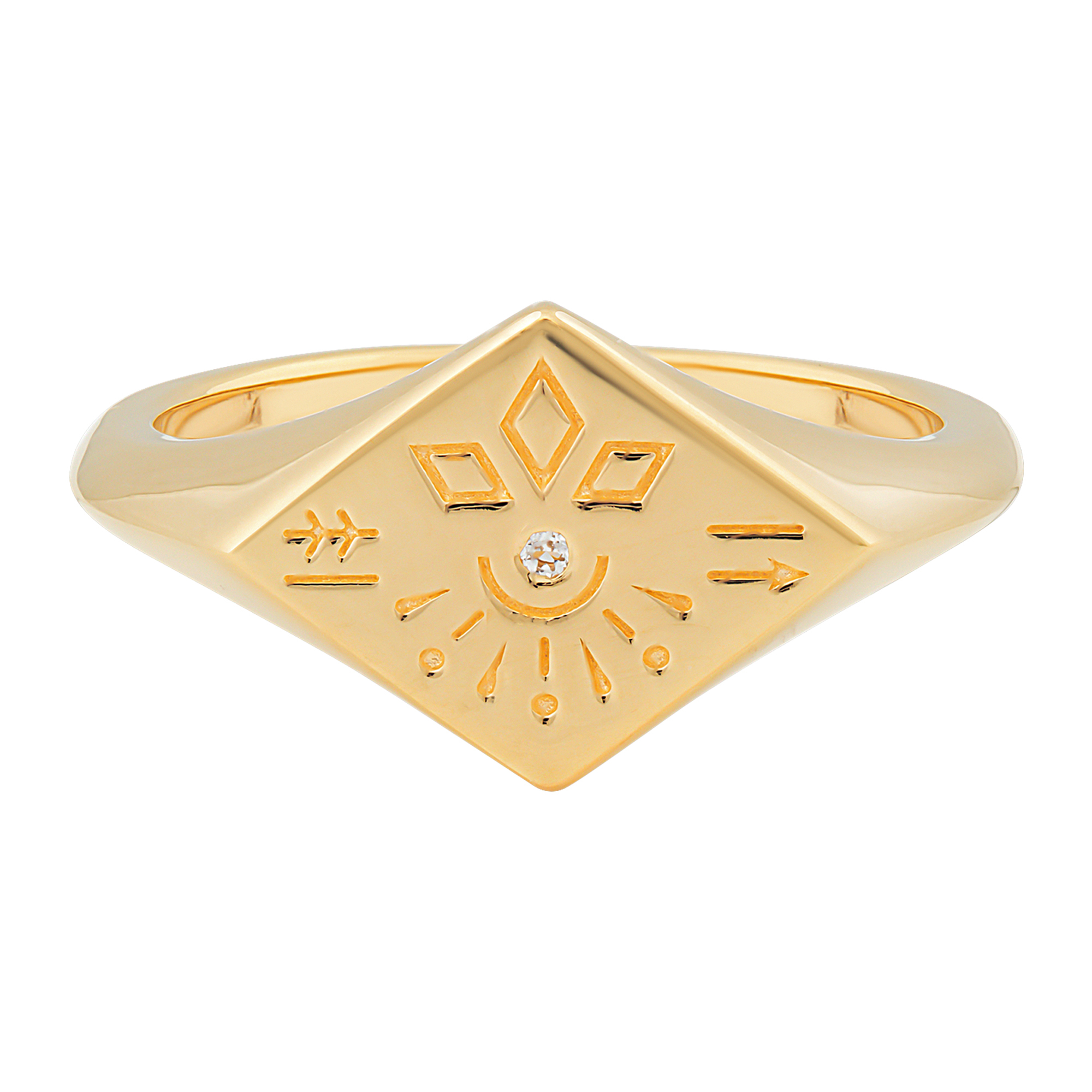 cai Ring 925 Silber vergoldet Siegelring Raute Tattoo | Ringe | Women | caï  jewels