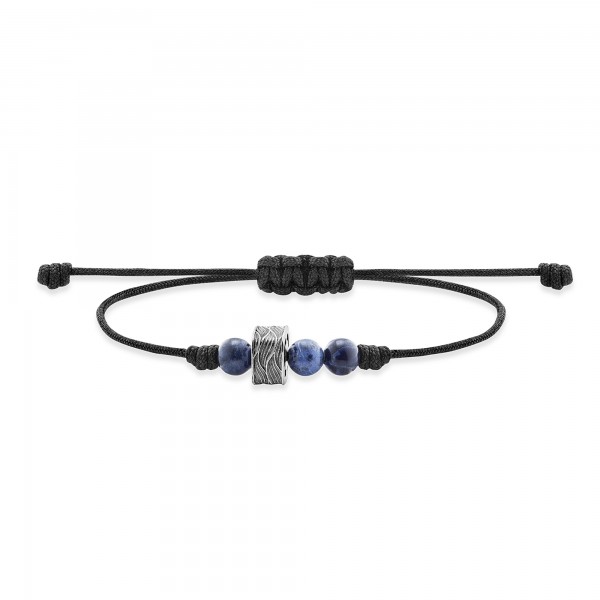 cai Armband 925/- Sterling Silber oxidiert Sodalith Nylonfaden