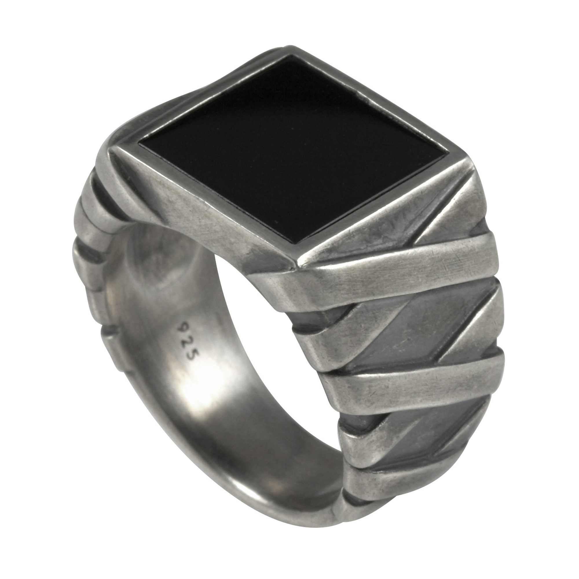 cai Ring 925/- Sterling Silber matt oxidiert Onyx - cai jewels  (132270699-060)
