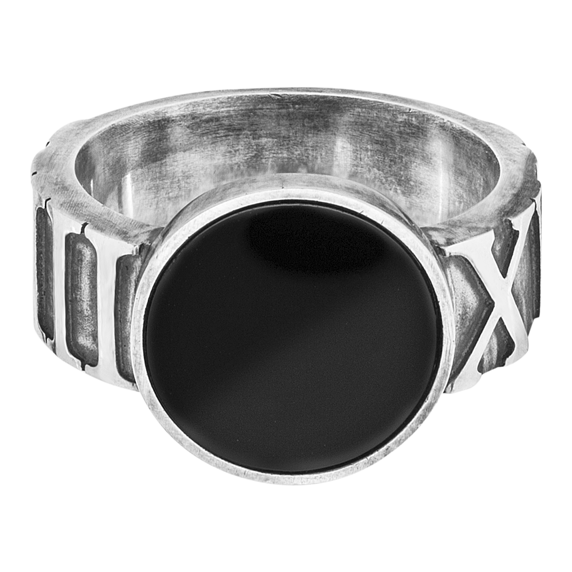 cai Ring 925/- Sterling Silber matt-oxidiert mit Onyx