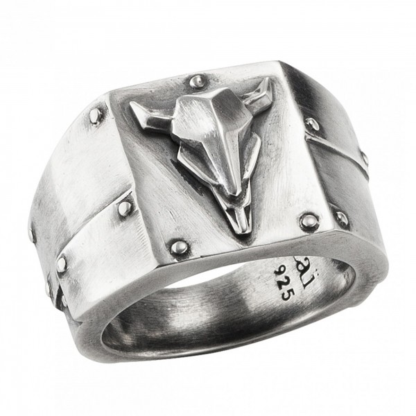 cai Ring Silber 925 oxidiert Stierkopf