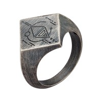 Silber cai | 925 matt Men | Ring jewels | Tattoo Ringe Raute Siegelring oxidiert Motiv caï