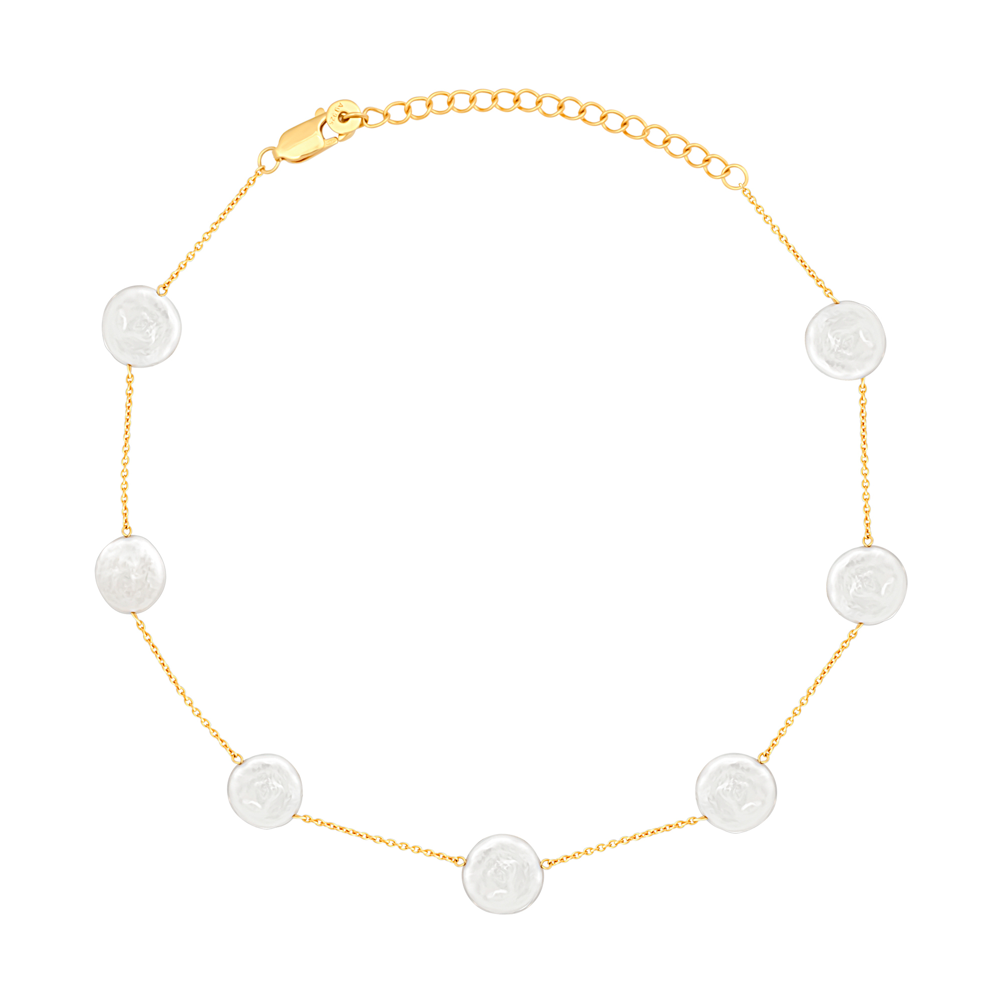 cai Halskette 925 Silber Choker vergoldet flache Süßwasserzucht Perlen |  Halsketten | Ketten | caï jewels