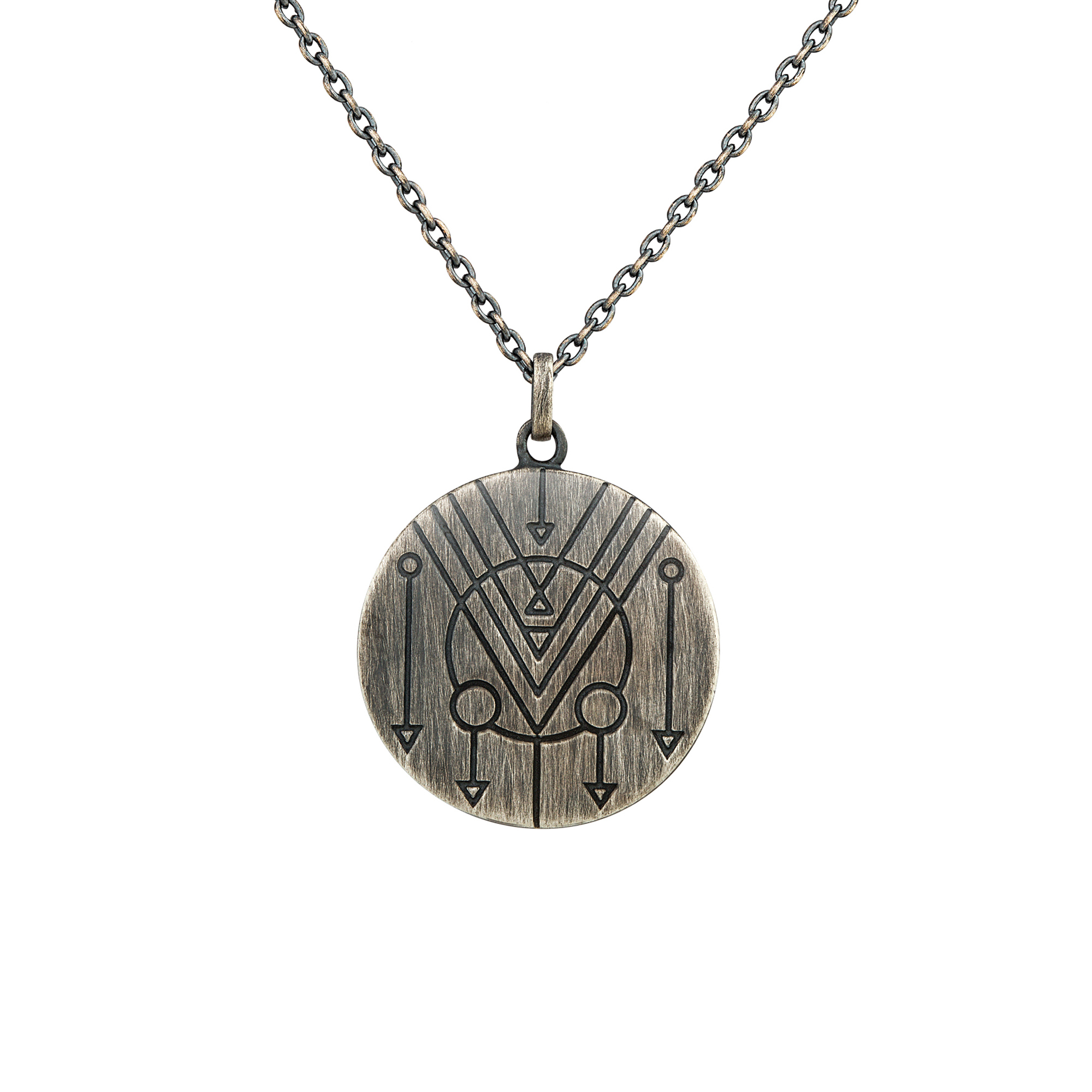 cai Anhänger mit Kette 925/- Silber matt rund oxidiert Tattoo Motiv |  Halsketten | Ketten | caï jewels