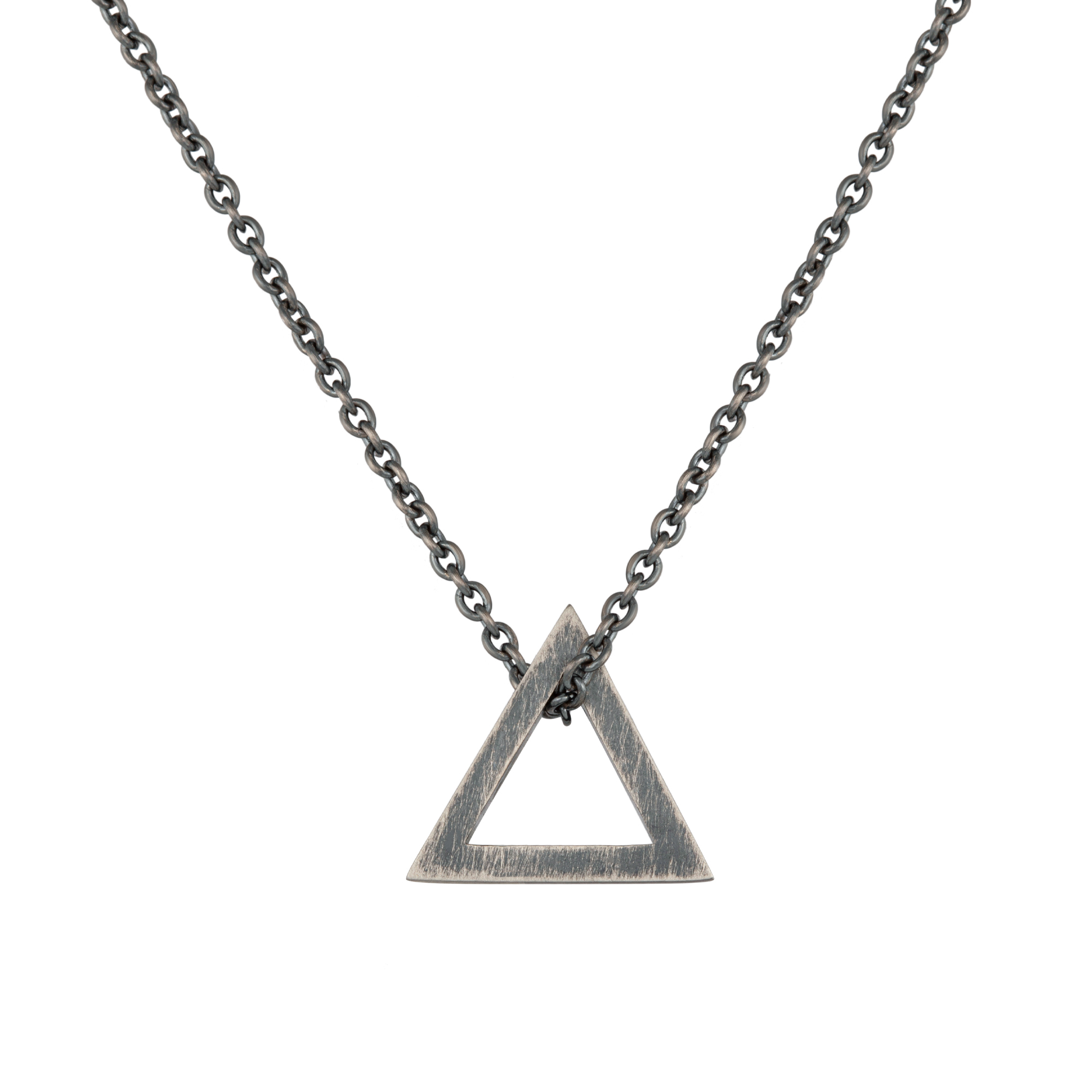 cai Anhänger mit Kette 925/- Silber matt oxidiert Dreieck